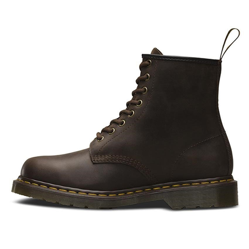 Side view of Dr. Martens 1460 8 Eye Boot in Dark Brown