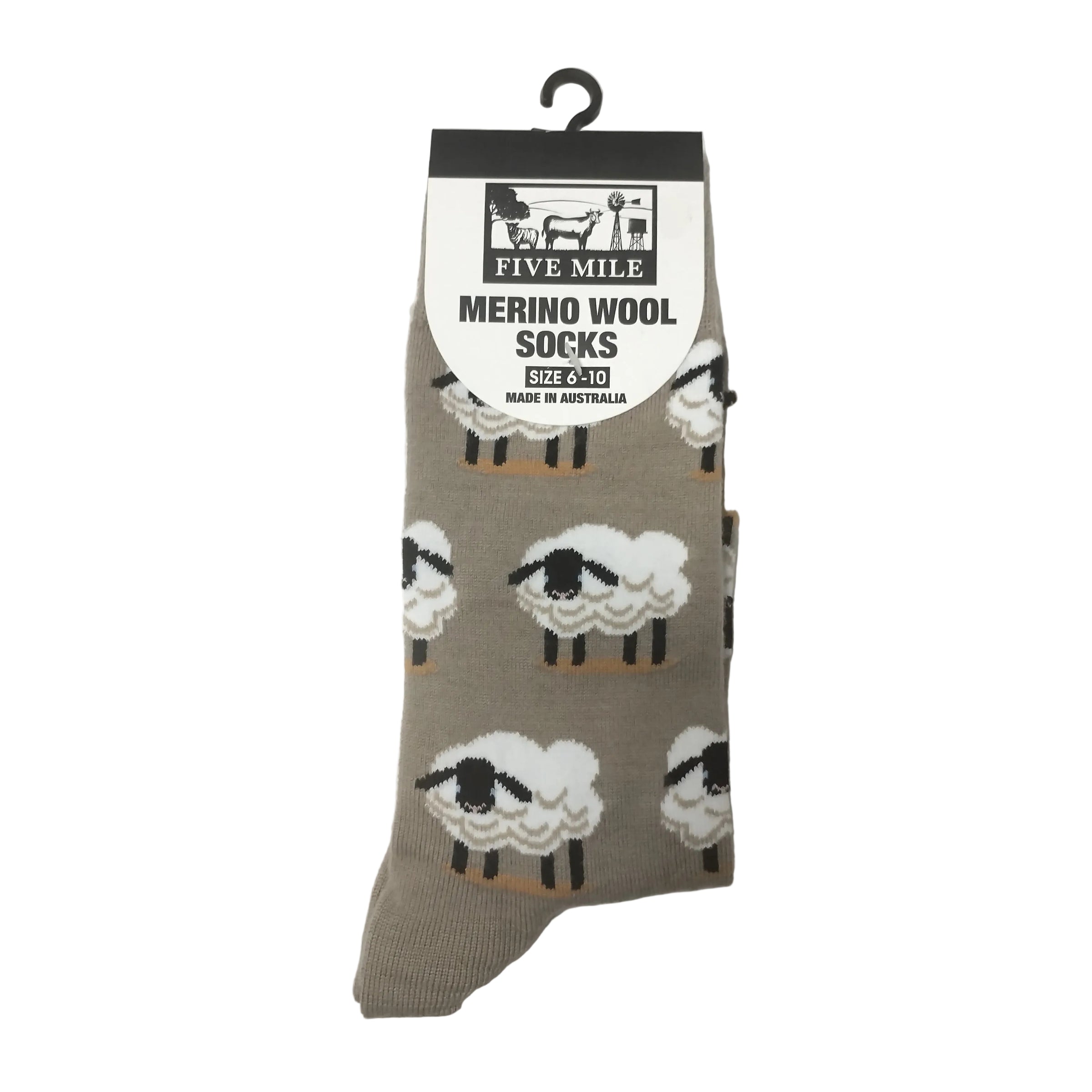 Five Mile Merino Wool Beige Sheep Sock