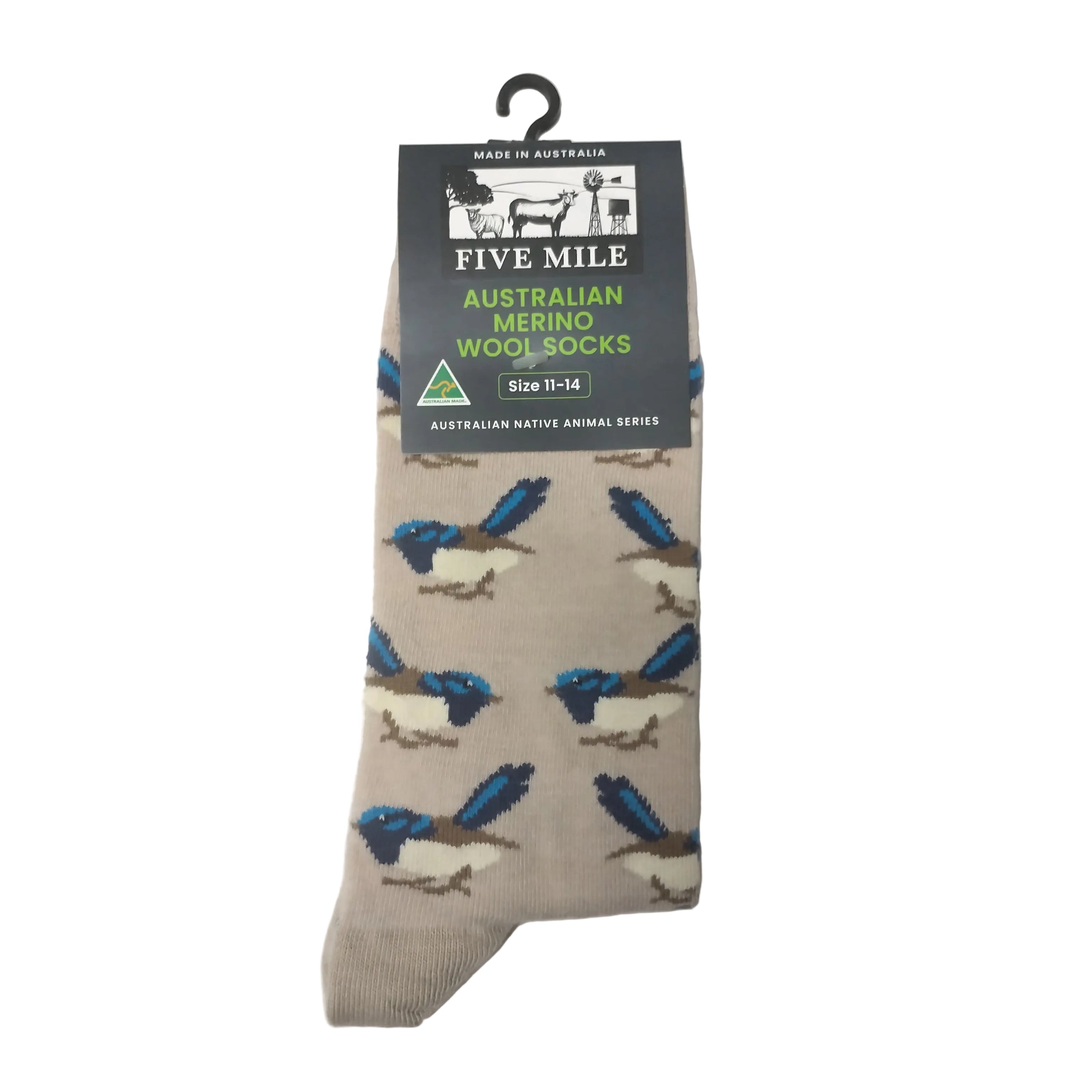 Five Mile Merino Wool Blue Wren Sock