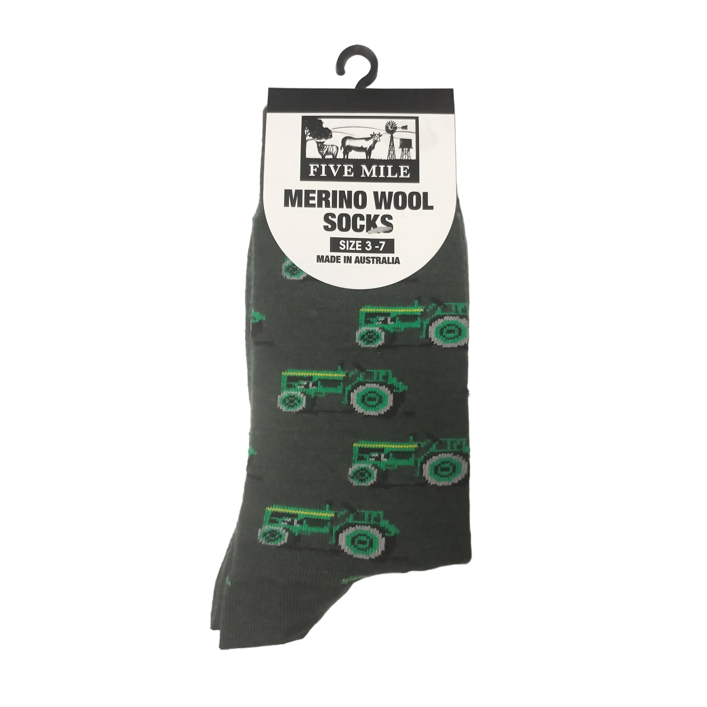 Five Mile Merino Wool Green Tractor Sock