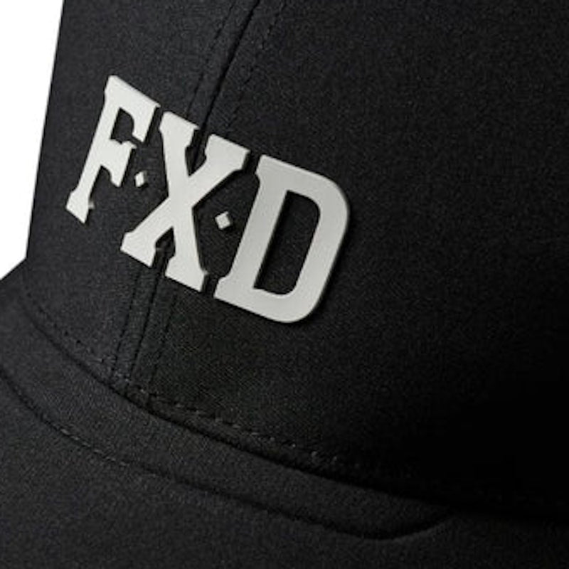 Close up of FXD Logo on Black Baseball Cap