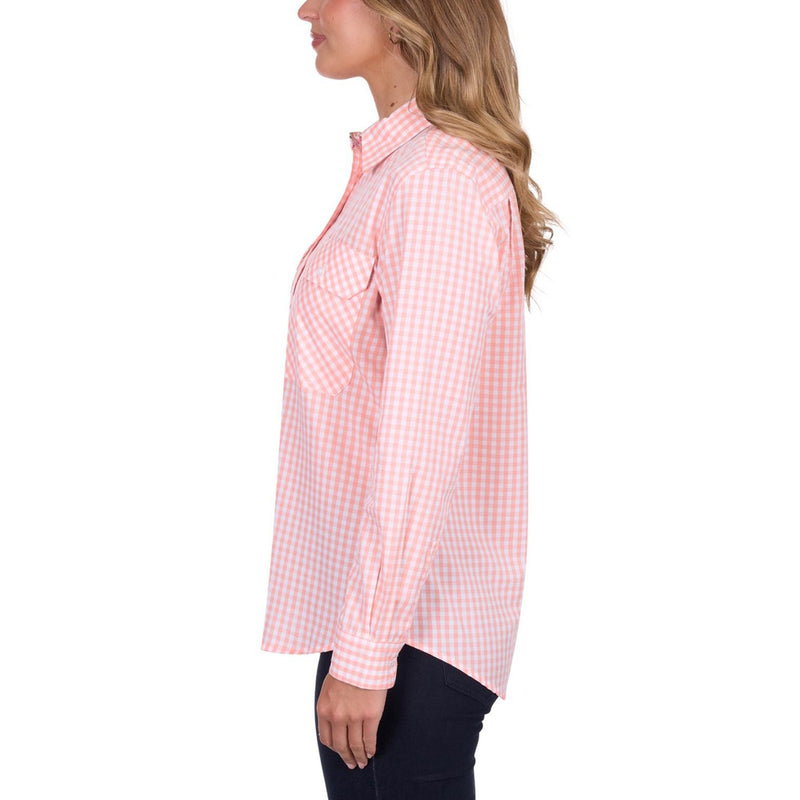 Hard Slog Womens Jen Half Placket Long Sleeve Shirt