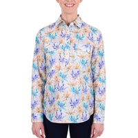 Hard Slog Womens Meadow Half Placket Long Sleeve Shirt