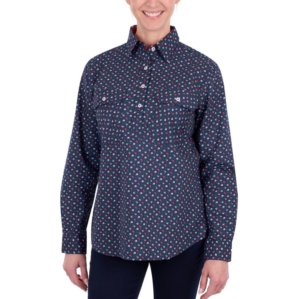 Hard Slog Womens Fiora Half Placket Long Sleeve Shirt