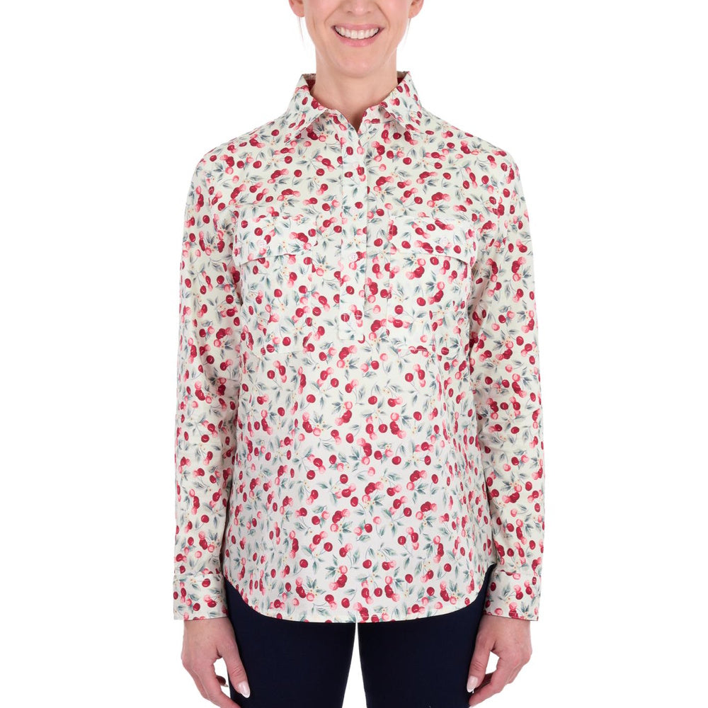 Hard Slog Womens Clair Half Placket Long Sleeve Shirt