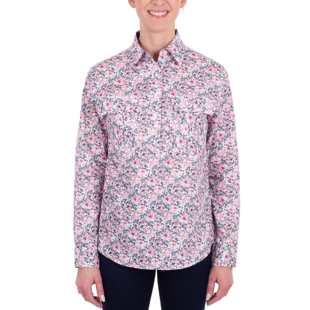 Hard Slog Womens Joyce Half Placket Long Sleeve Shirt