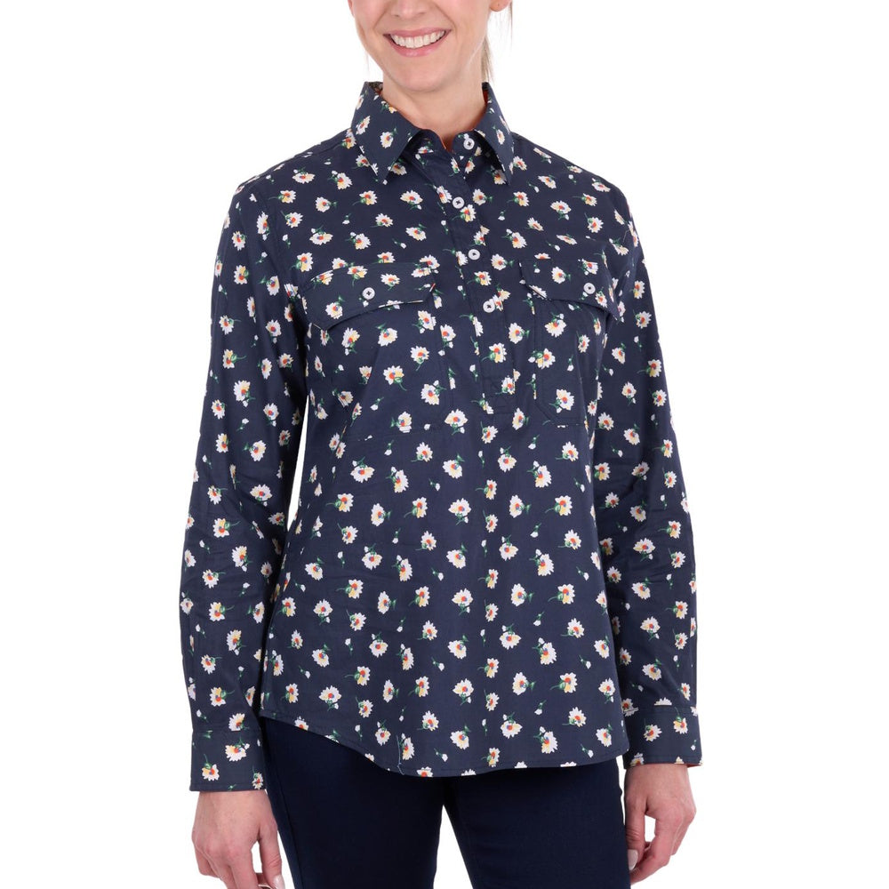 Hard Slog Womens Joanna Half Placket Long Sleeve Shirt