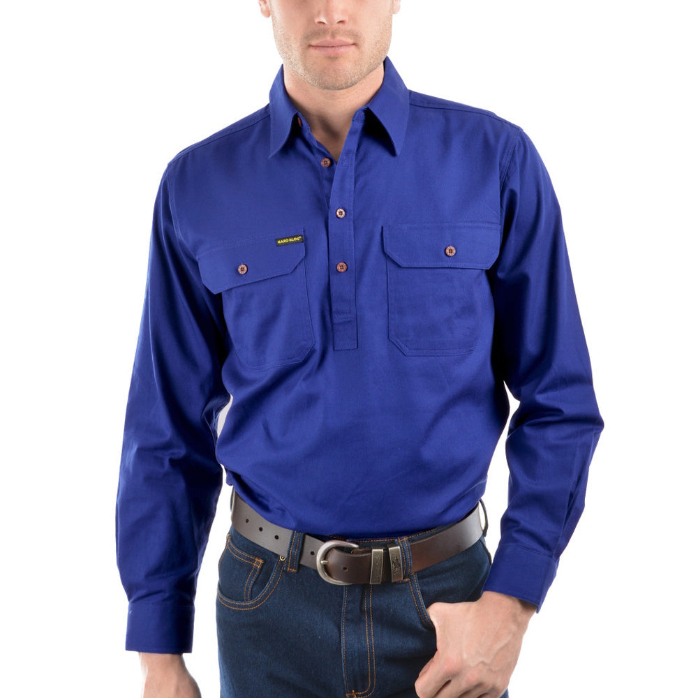 Hard Slog Mens Half Placket Light Cotton Short Sleeve Shirt