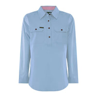Hard Slog Womens Half Placket Light Cotton Long Sleeve Shirt