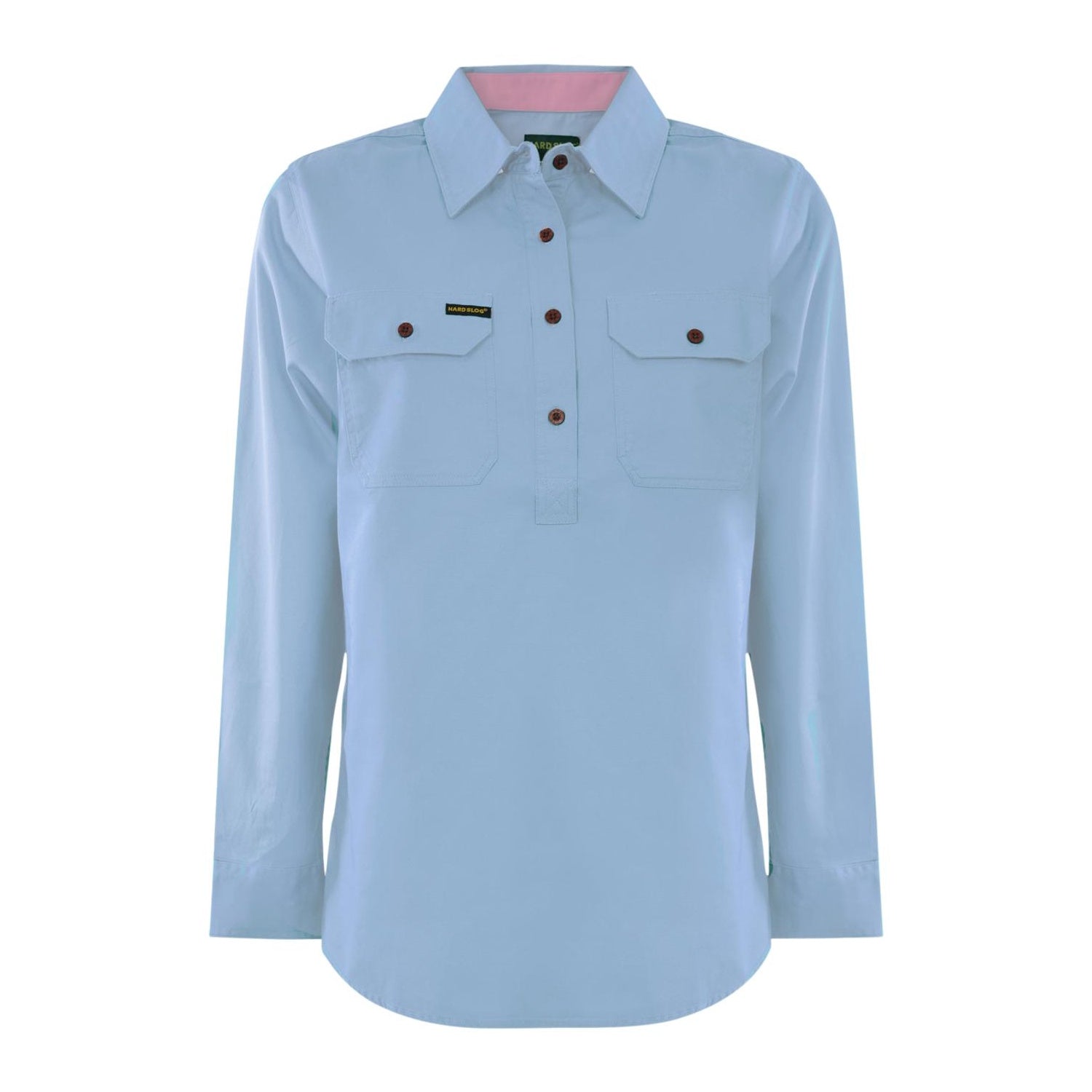 Hard Slog Womens Half Placket Light Cotton Long Sleeve Shirt