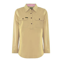 Hard Slog Womens Half Placket Light Cotton Long Sleeve Shirt