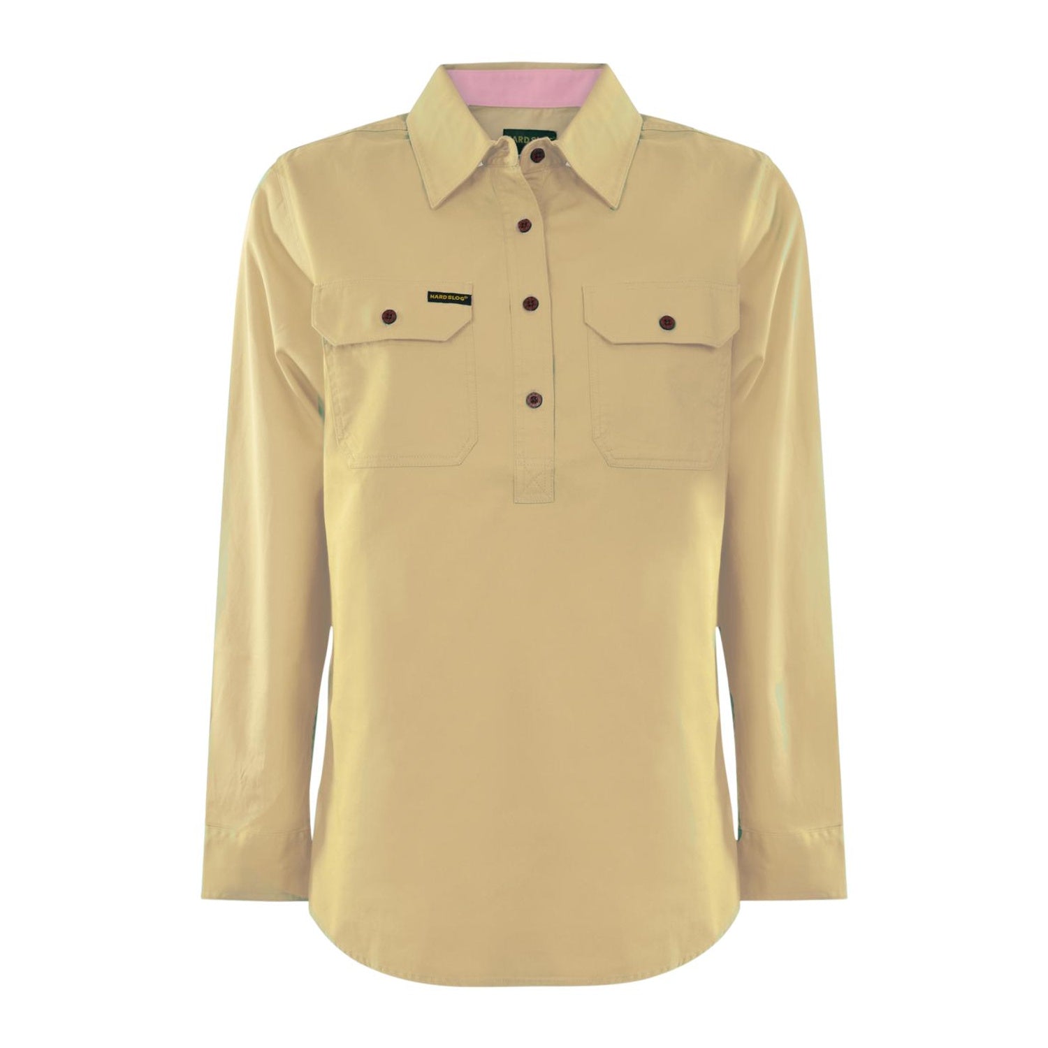 Hard Slog Womens Half Placket Light Cotton Long Sleeve Shirt