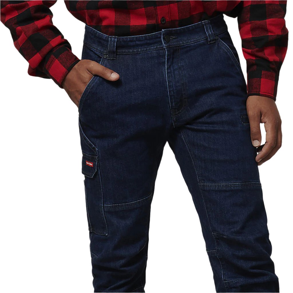 Close up of man's hand in pocket of Hard Yakka Slim Fit Dyneema Tough Denim Jeans
