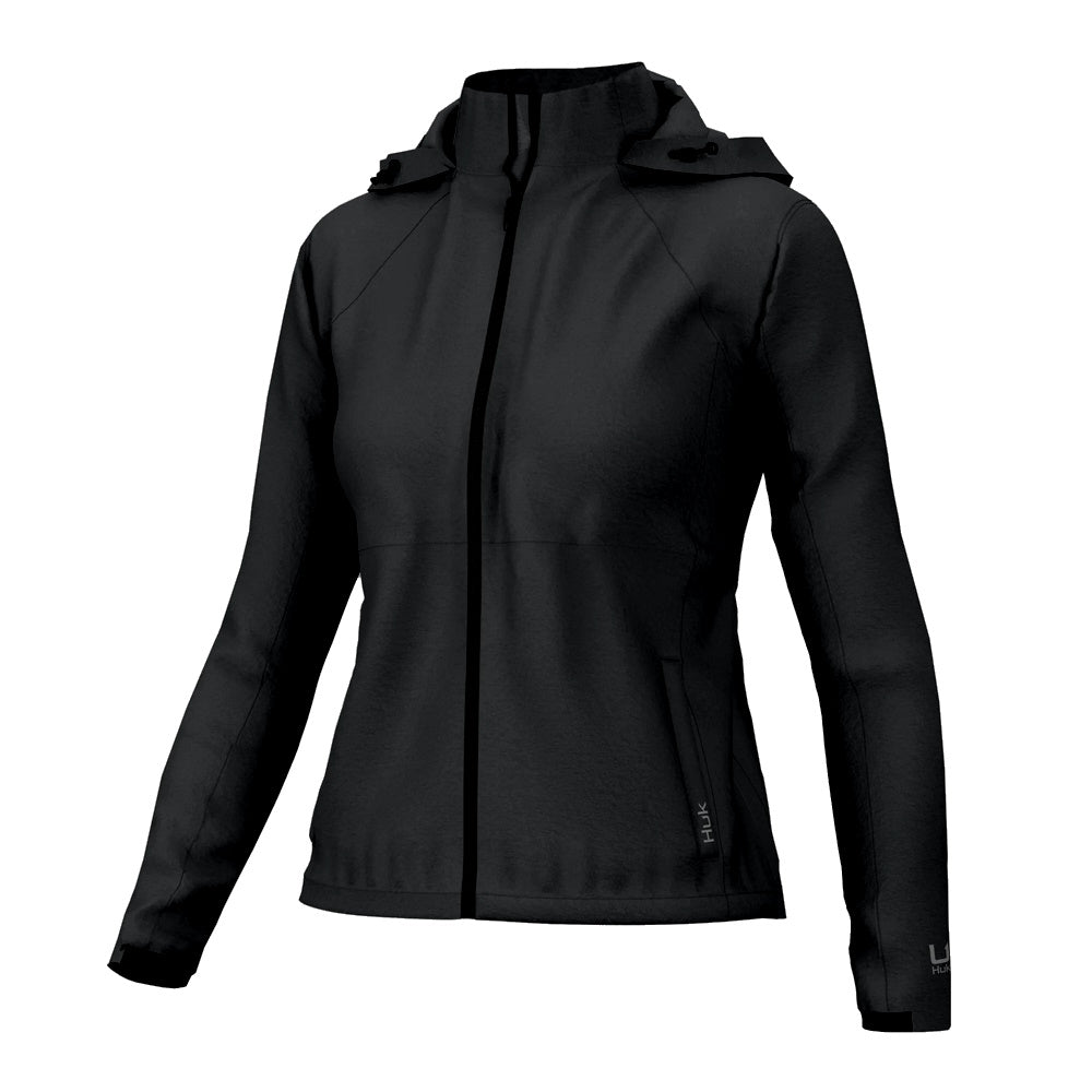 Front of Huk Womens Pursuit Jacket in Black