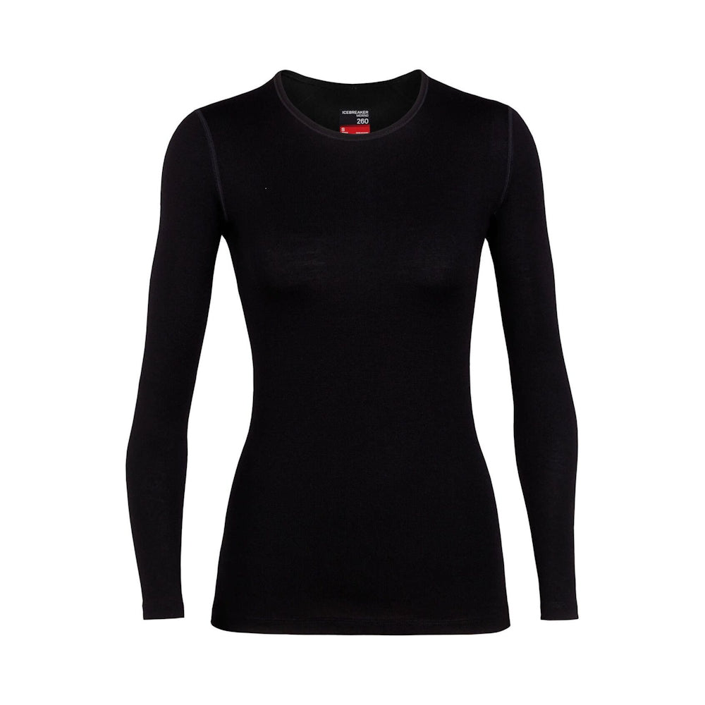 Icebreaker Women's 260 Tech Long Sleeve Crew Neck Thermal Top in Black