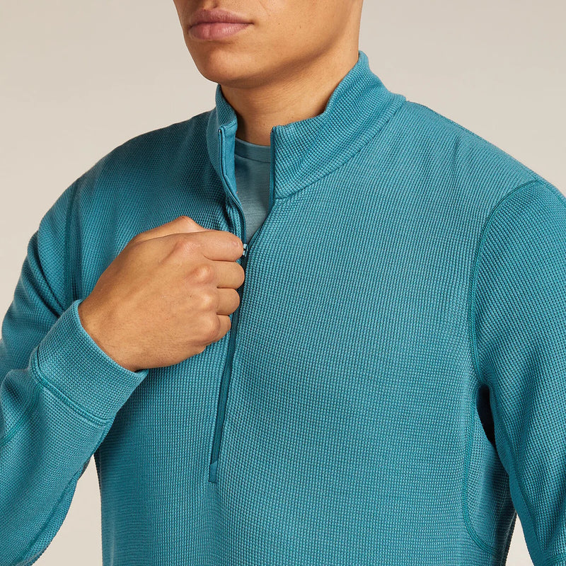 Icebreaker Mens Merino 260 Waffle Knit Wander Long Sleeve Half Zip