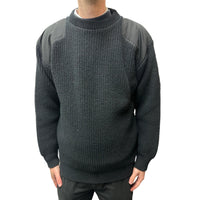 Interknit Fish Rib Crew Neck Jumper with Patches