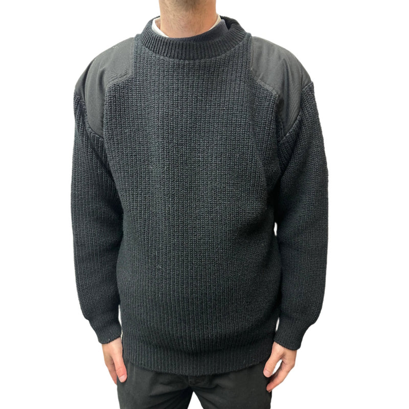 Interknit Fish Rib Crew Neck Jumper with Patches