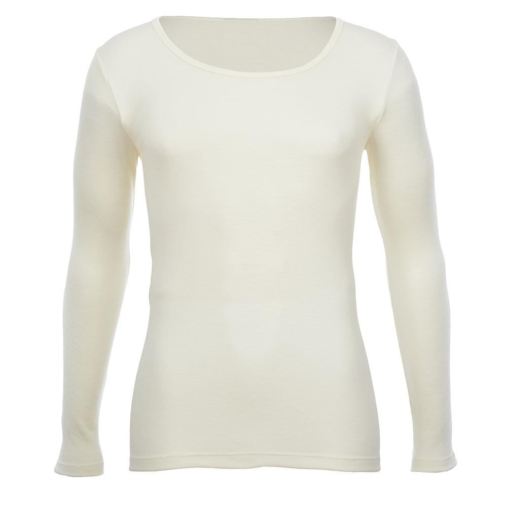 Merino Skins Long Sleeve Thermal Crew Top in White