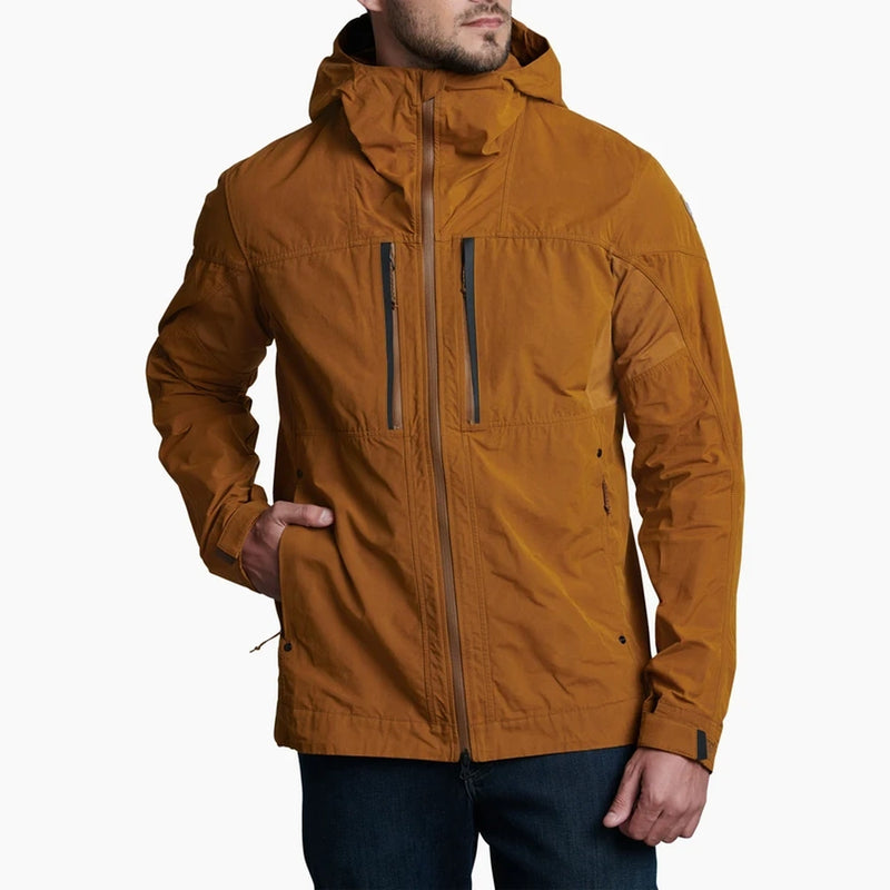 Brown Kuhl men's outsider jacket with a hood