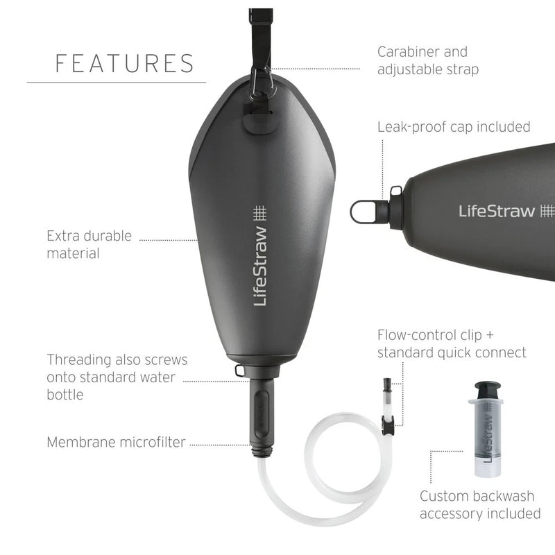 Features of LifeStraw Peak Series Compact Gravity Water Filter System 3L