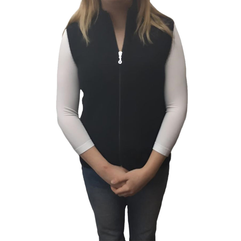 Lothlorian Womens Possum Merino Zip Vest with Rib Detail in Black