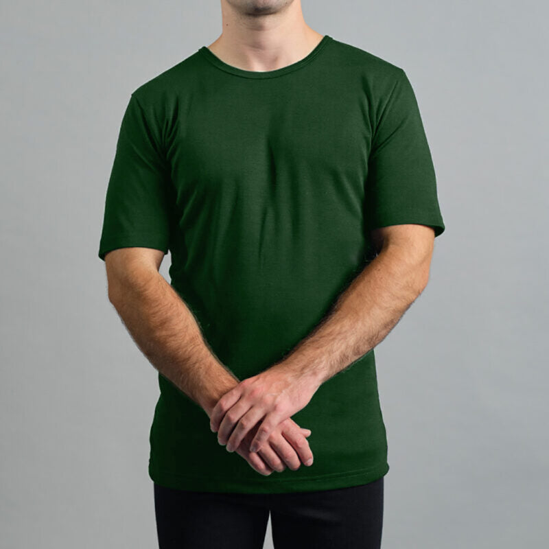 Merino Skins Mens Lite Short Sleeve T-Shirt (Green)