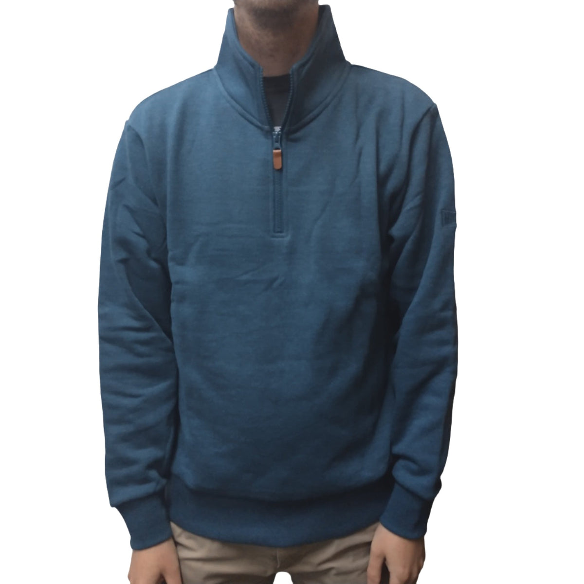 Milton Mens 1/4 Zip Neck Fleece Windcheater in Teal Marle