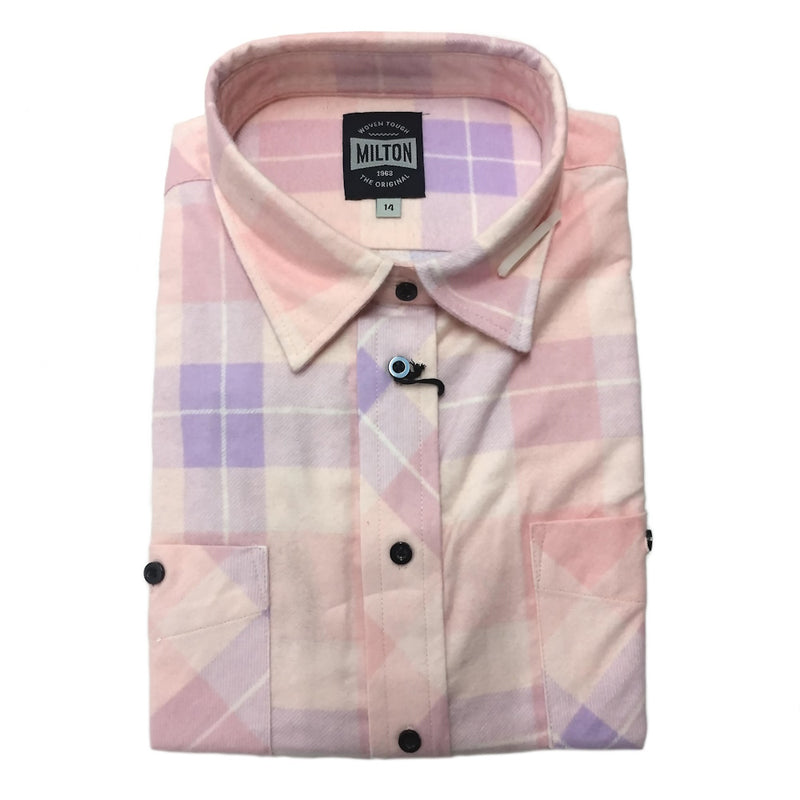 Milton Womens Full Button Flannelette Shirt in Blush