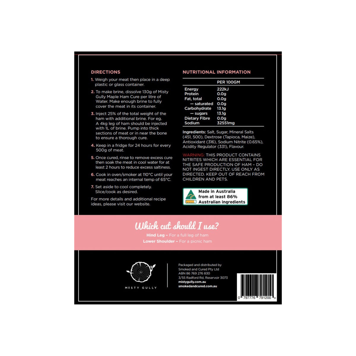 Misty Gully Maple Ham Cure (1kg)