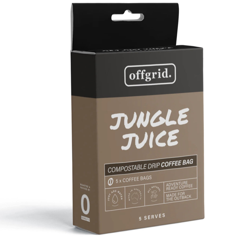 Front of Offgrid Jungle Juice Coffee Box