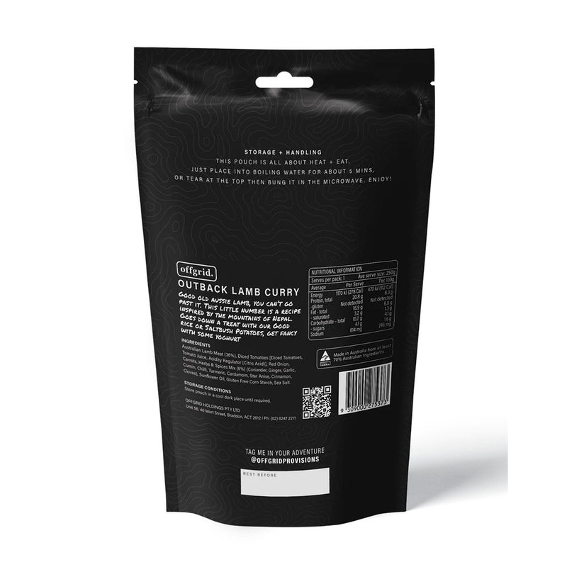 Offgrid Outback Lamb Curry 250gm