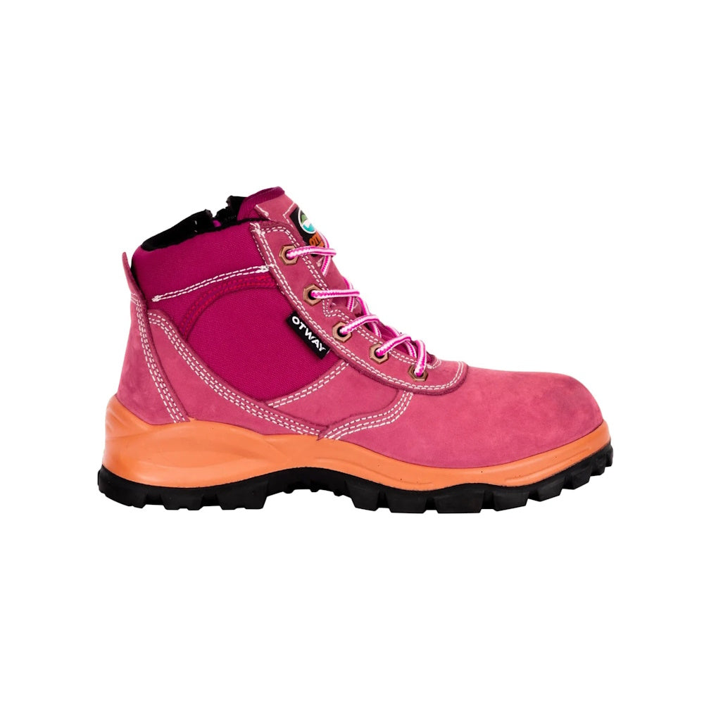 Otway Womens Eureka Soft Toe Zip Side Boots (Pink)