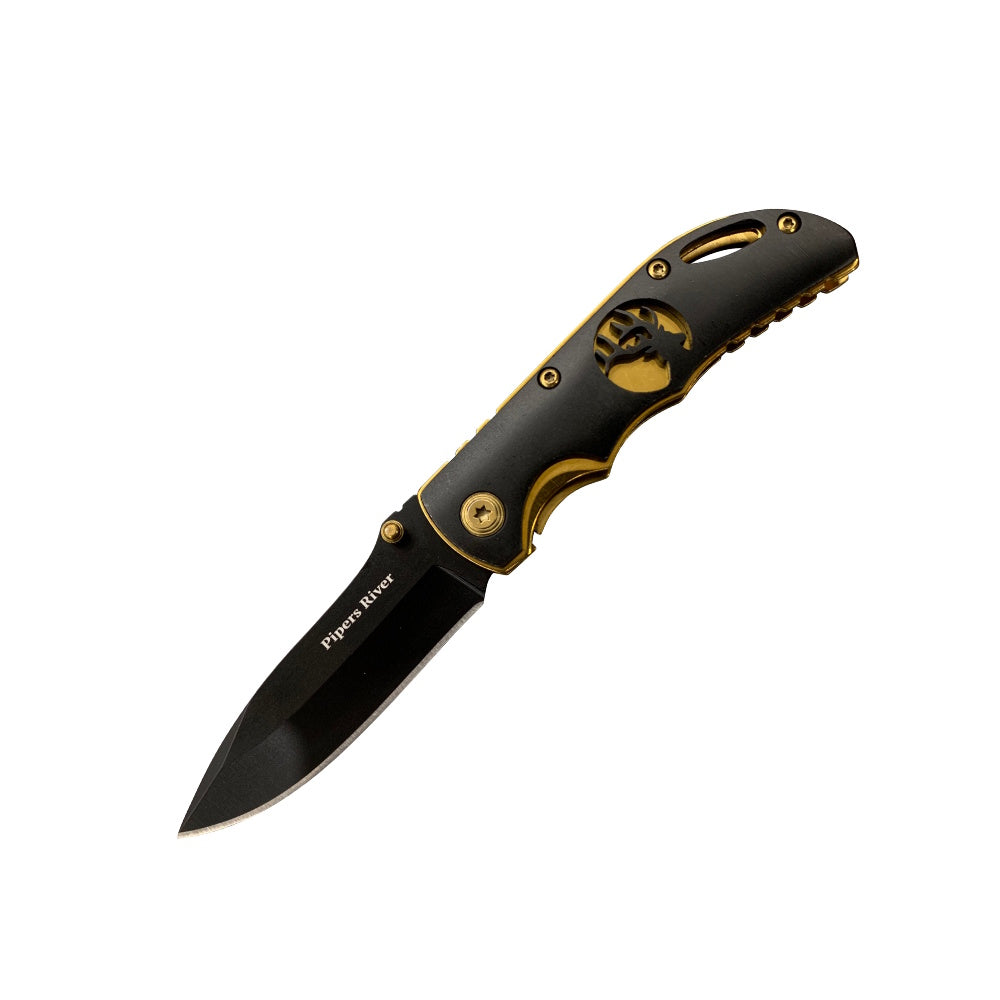 Pipers River P23 Black/Gold Folding Knife