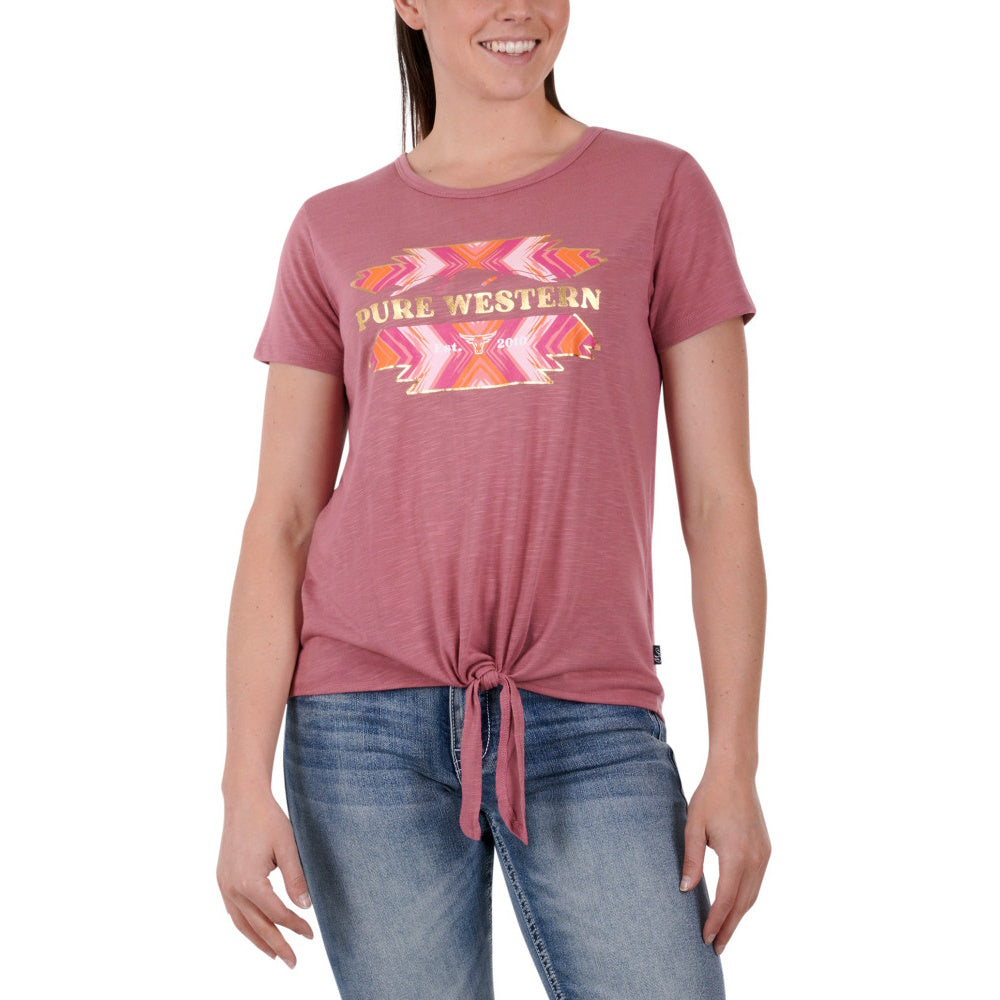 Front of Pure Western Womens Lylah Short Sleeve Tee 