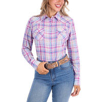 Pure Western Womens Kari Check Long Sleeve Shirt