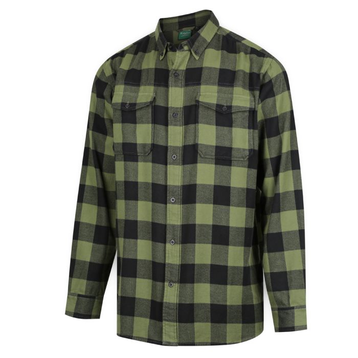 Front of Ridgeline Organic Check Long Sleeve Shirt in Olive