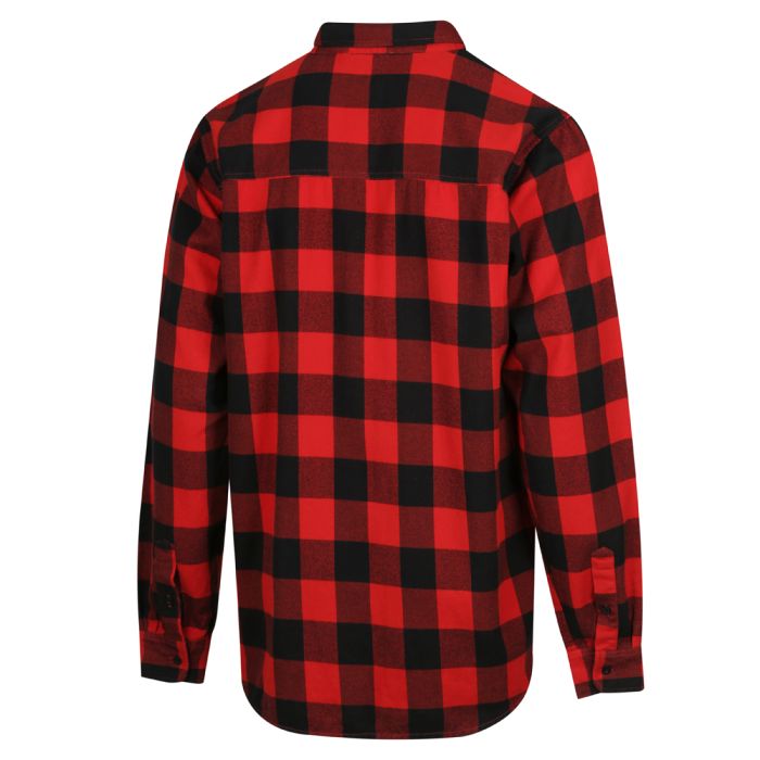 Back of Ridgeline Organic Check Long Sleeve Shirt in Red