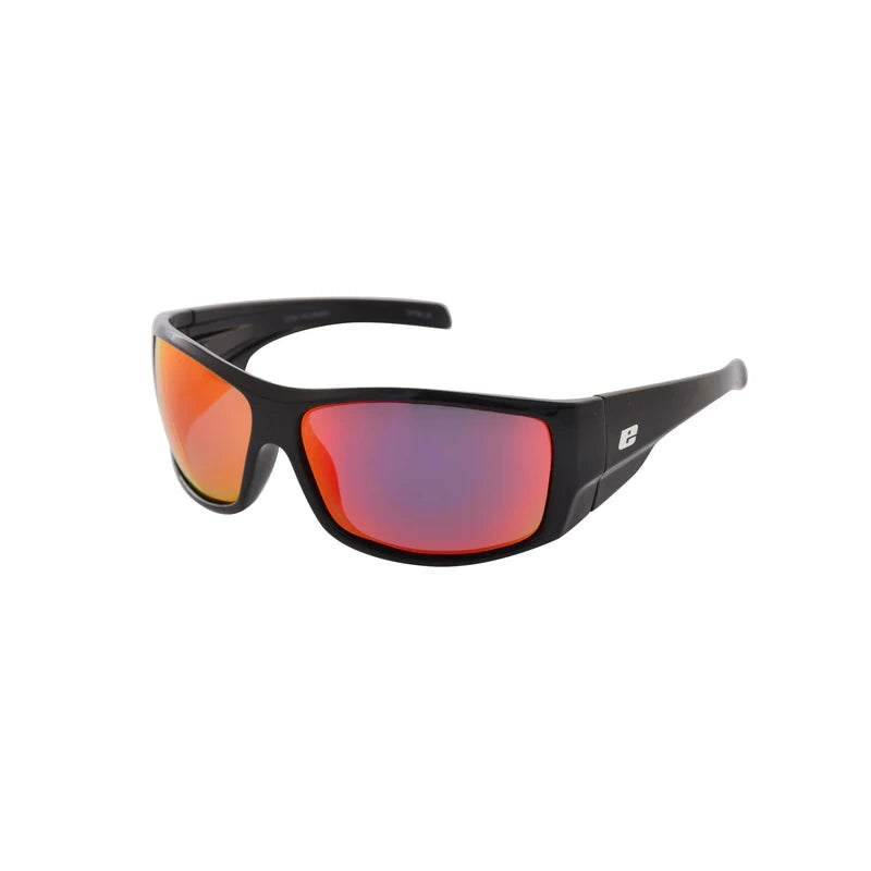 Euro Cage Polarized Black Frame Grey Lens Red Mirror Sunglasses