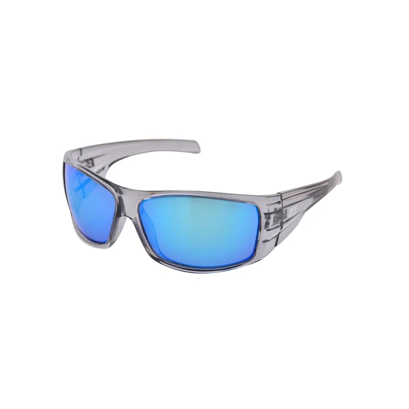 Euro Cage Polarized Crystal Clear Frame Blue Mirror Lens Sunglasses