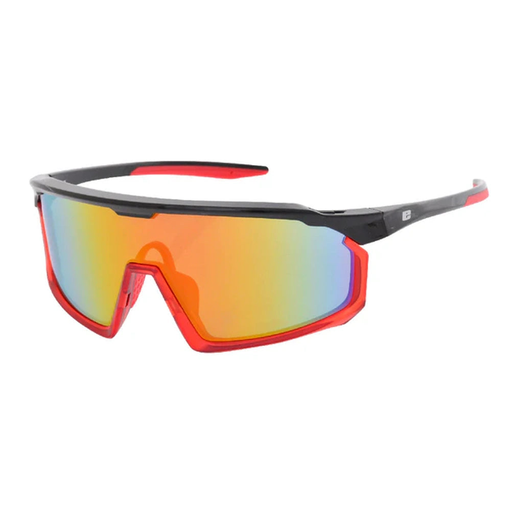 Euro Fortitude Black Frame Red Mirror Lens Sunglasses