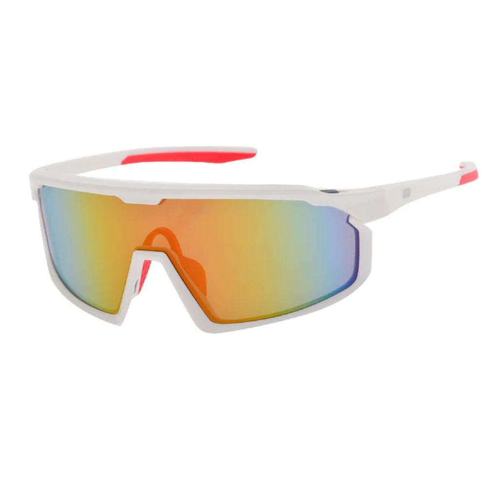 Euro Fortitude White Frame Red Mirror Lens Sunglasses