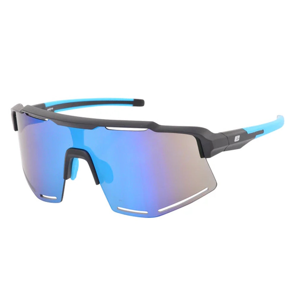 Euro Extreme Black Frame Blue Mirror Lens Sunglasses