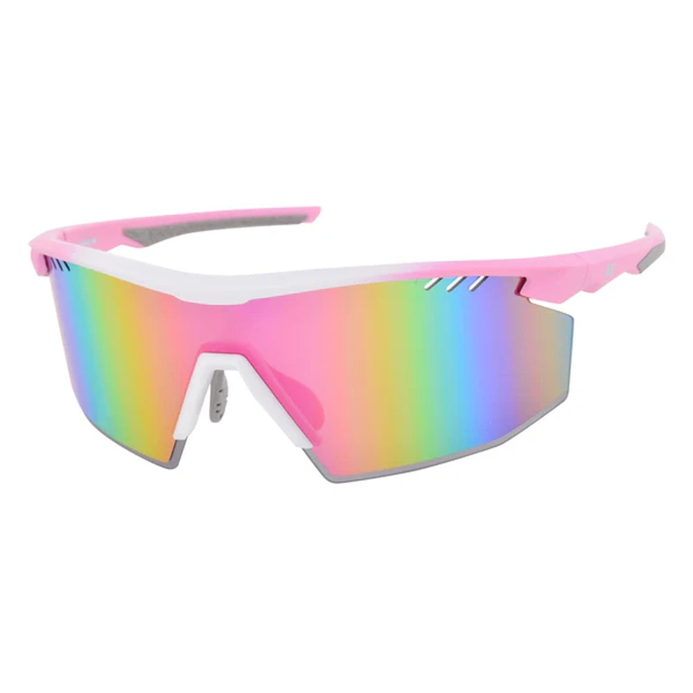 Euro Zoom White/Pink Frame Mirror Coated Sunglasses