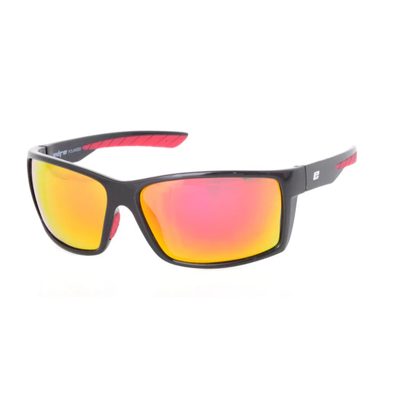 Euro Rapture Black Frame Grey Polarized Red Mirror Lens Sunglasses