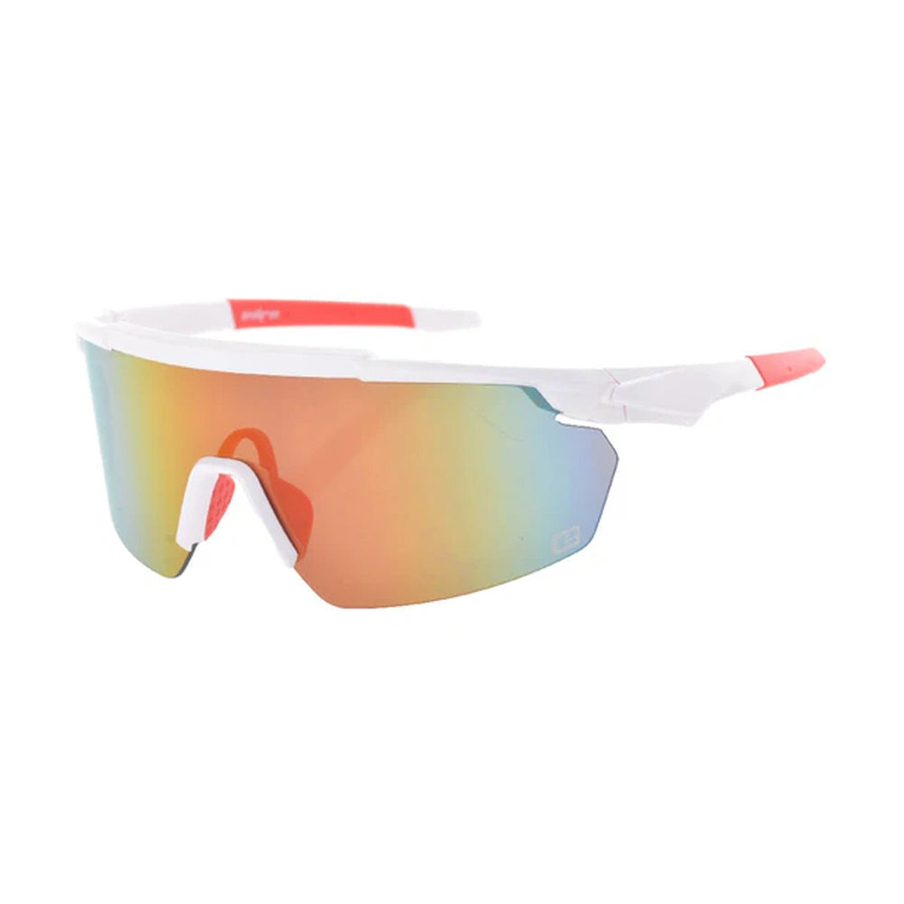 Euro Blade White Frame Red Mirror Lens Sunglasses