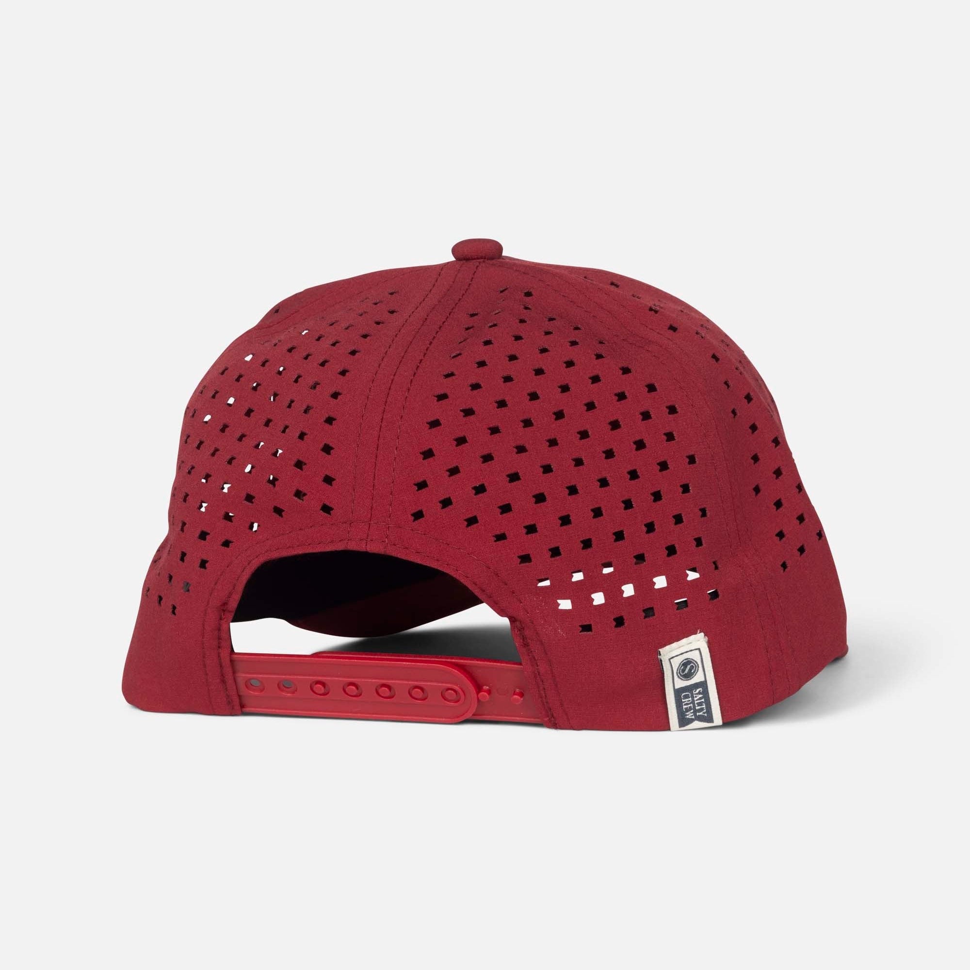 Back of women's Salty Crew plum trucker cap