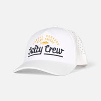 Front of Salty Crew Women's Title Trucker Cap in White