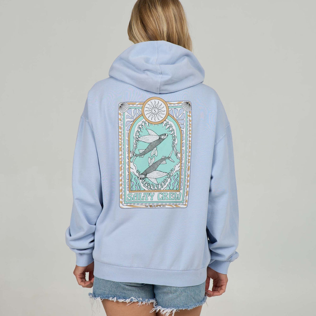 Back of Salty Crew Women's Zodiac Hoodie in Fog