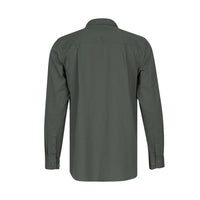Back view of Spika Mens GO Long Sleeve Work Shirt in Washed Green